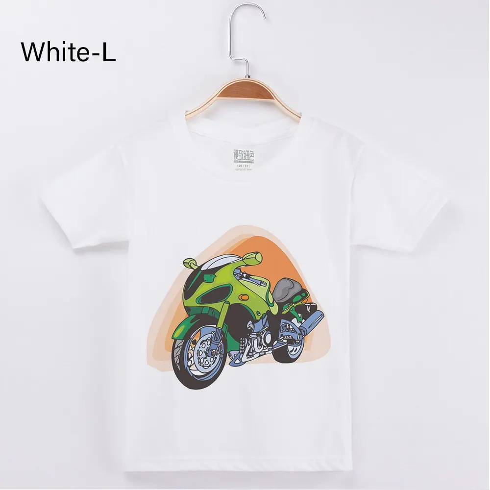 White L Ограниченная скидка, Детская футболка для мальчиков, хлопковые футболки в хипстерском стиле, Детская футболка с рисунком мотоцикла и мотокросса Популярные топы - Цвет: White L