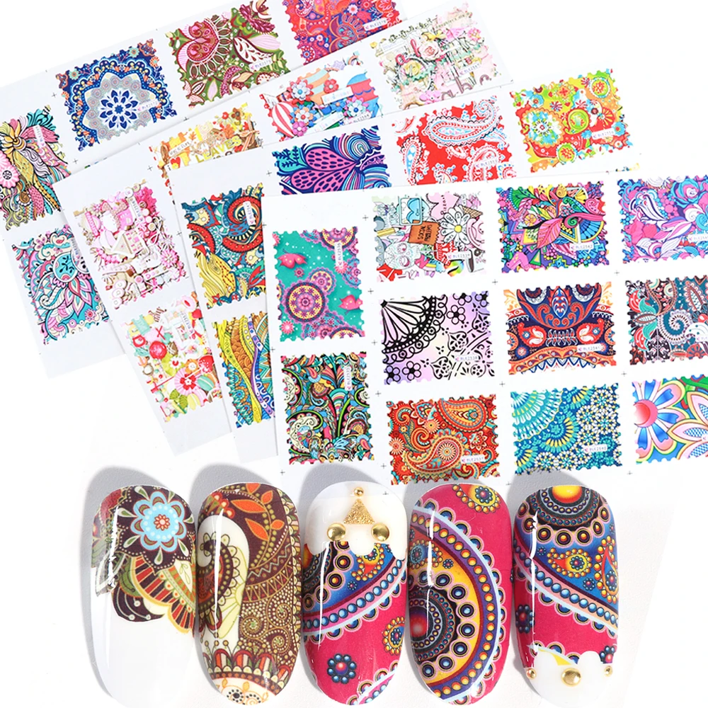 11 Дизайн Ретро Переводные переводные наклейки для ногтей Красочные цветы лианы