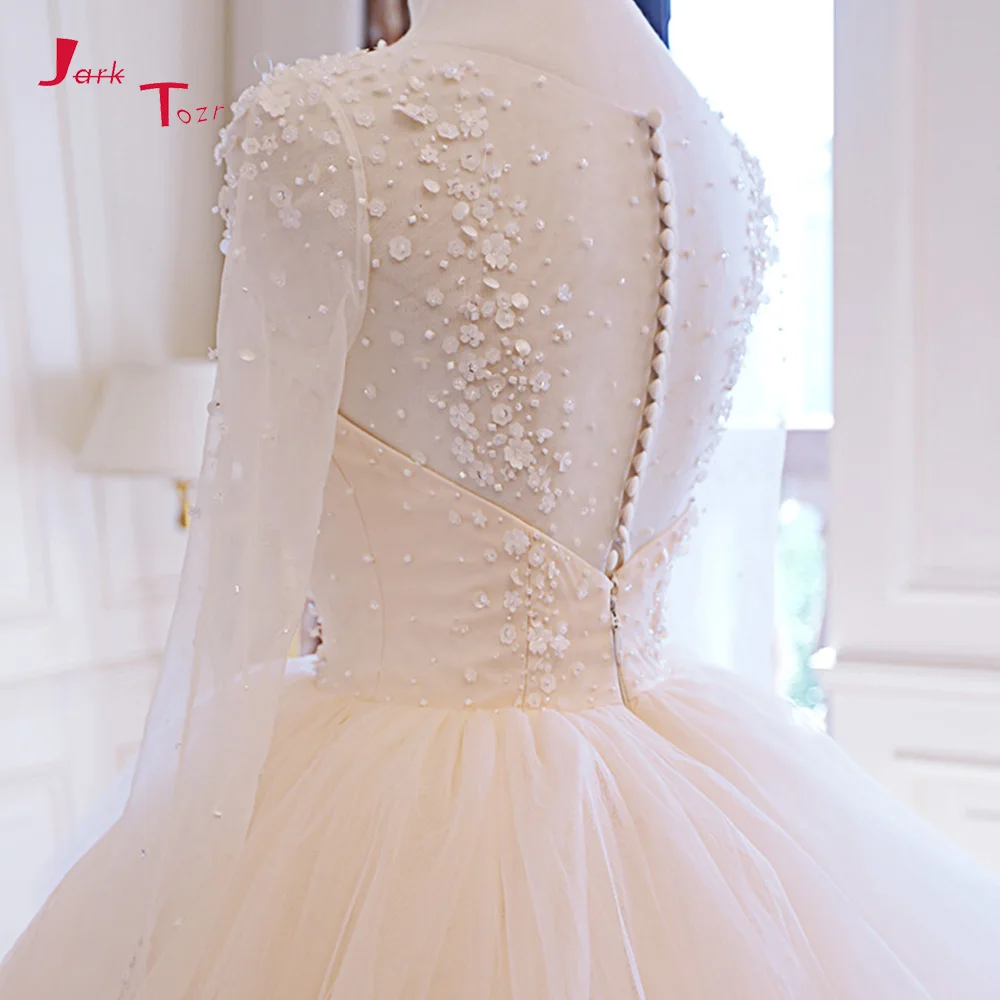Jark Tozr новые с длинным рукавом свадебные платья 2019 Vestido De Casamento на пуговицах бисер
