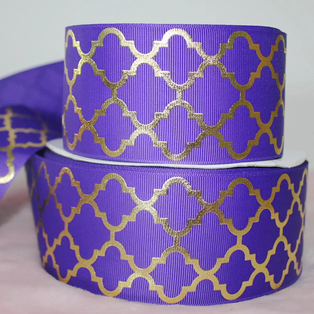 57mm 10 yards geometry foil gold printed ribbon grosgrain brand DIY fabric headband wrap 6 colors | Дом и сад