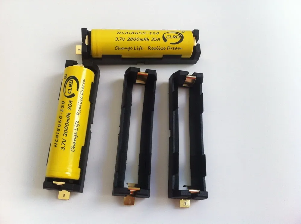 

500pcs 1042 BLACK single 18650 battery holder sled clip - Gold plated