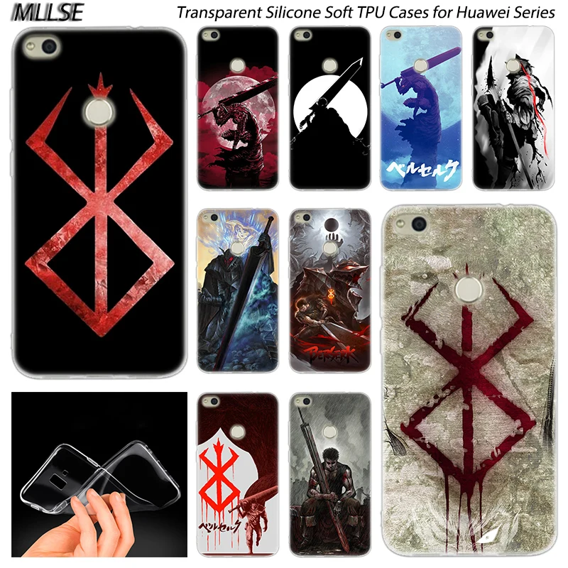 Мягкий силиконовый чехол с Аниме Berserk Guts для Huawei NOVA 3 3i 4 Honor 7A Pro 7S 6X 7X 8X 8 9 10 Lite Play View 20