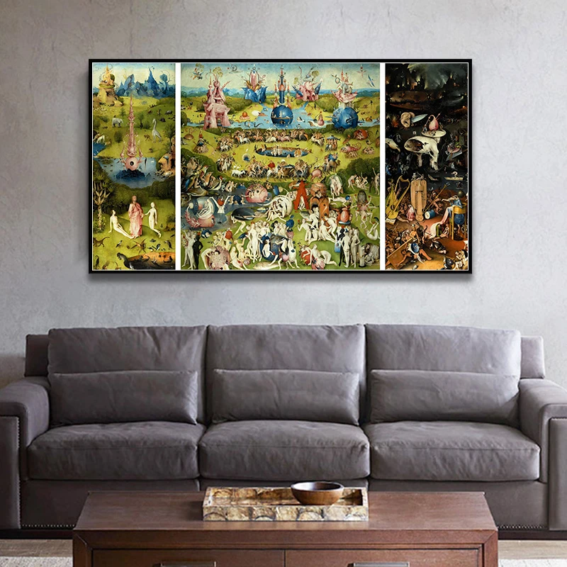 Сад земного восхищения и преисподней от Hieronymus Bosch HD детали холст печать живопись искусство, украшение дома для гостиной