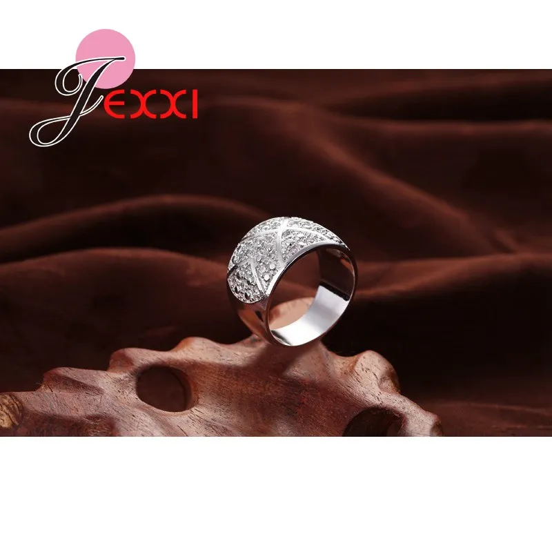 

Luxury Brand 925 Sterling Silver Ring For Women/Men Crystal Fashion Finger Jewelry Cubic Zircon Wedding Engagement Rings