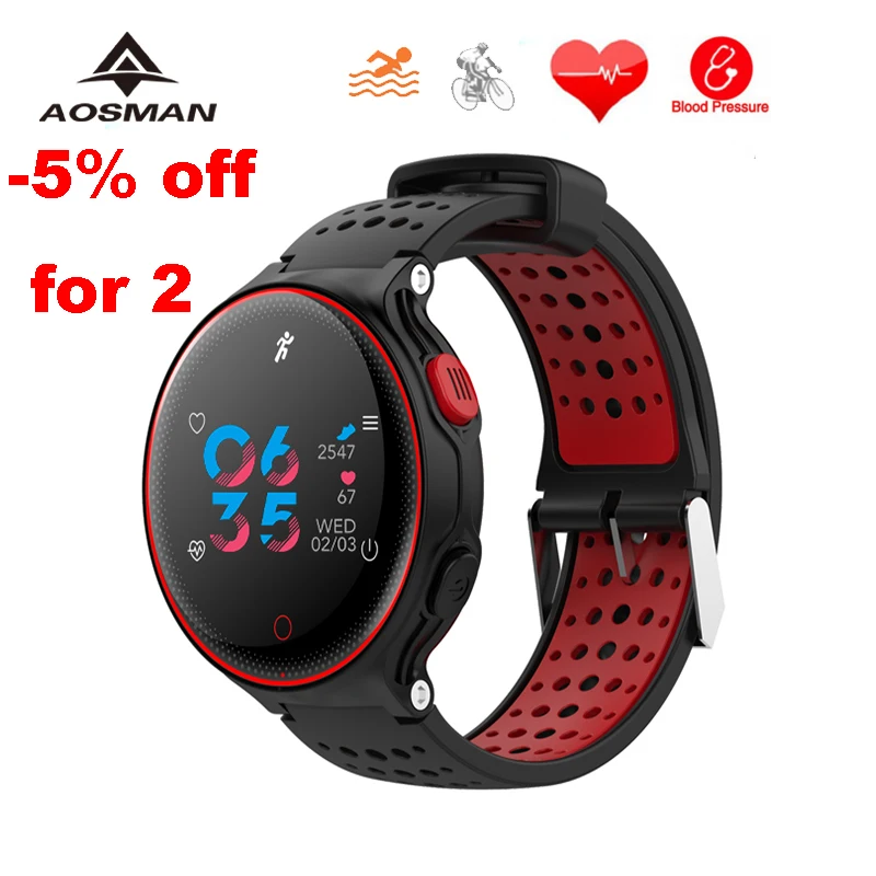 AOSMAN X2 Plus цветной экран для плавания на велосипеде спортивные часы Bluetooth