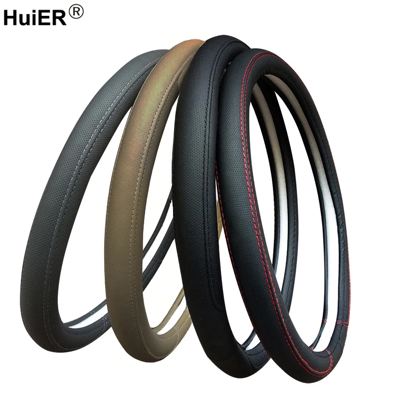 

Fashion Car Steering Wheel Cover Volant 4 Colors PU Leather Stuurhoes Funda Volante Braid on the Steering-wheel Auto Car Styling