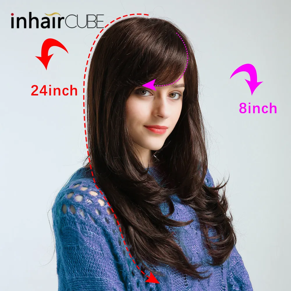 Парик Inhair Cube 24 дюйма из натуральных синтетических волос длинные волнистые черные