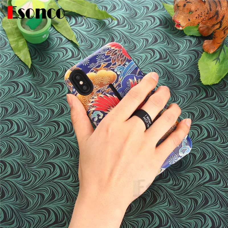 China Porcelain Ring Kickstand Case for iPhone X 7 8 6 s Plus 7P 8P Hide Stand Phone Cases |