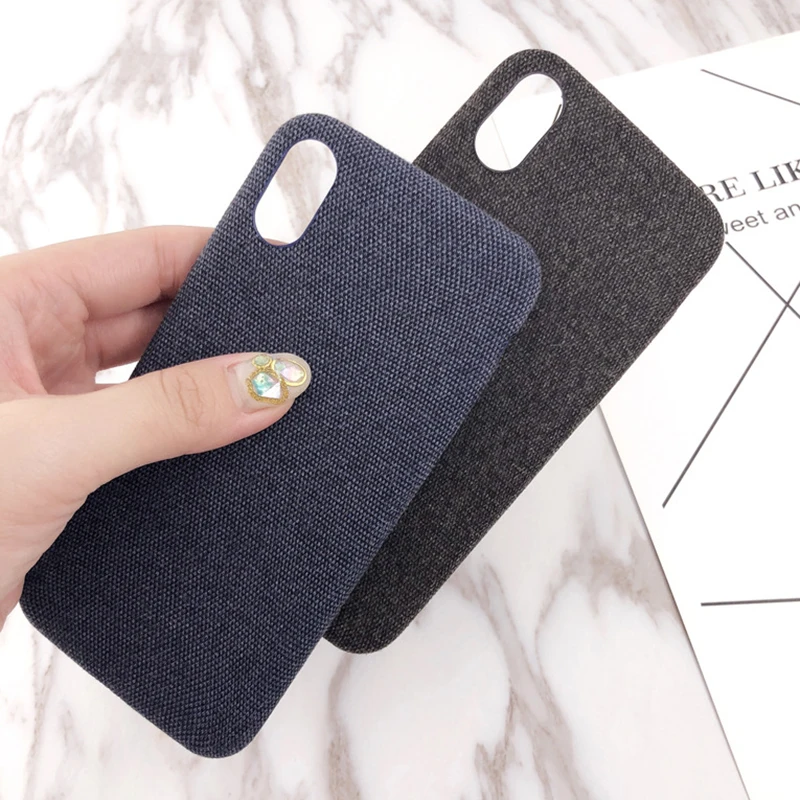 Cloth Texture Soft TPU Phone Case For iPhone X XS Max XR Ultra Thin Canvas Silicon 7 6 6S 8 Plus |