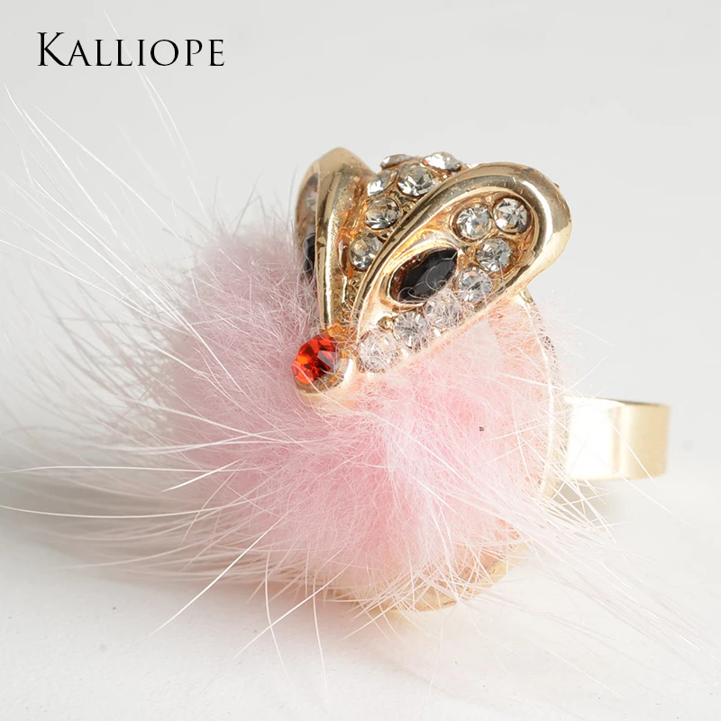 anillos mujer exquiiste women Small Fox Pink Feather rhinestone Adjustable birthday party gift | Украшения и аксессуары