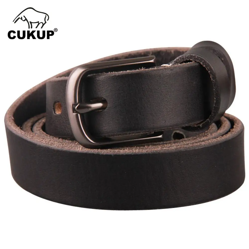 CUKUP Ladies Top Quality Fashion Cow Cowhide Leather Belt Pin Buckle 2.4cm Wide Dresses Jeans Accessories for 2018 Women NCK447