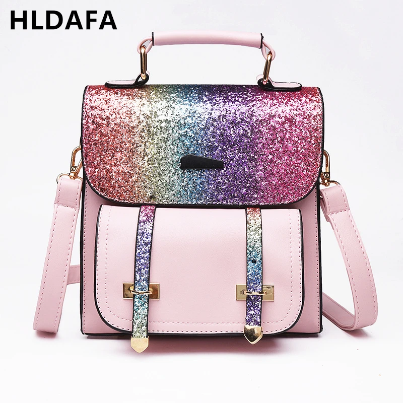 Новинка 2020 повседневные сумки с блестками и двумя ручками Студенческая сумка на