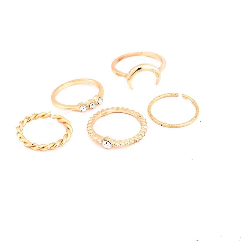 Женское кольцо с Луной корейское минималистичное сплавное 5 шт./лот 373349|rings 5pcs|thin