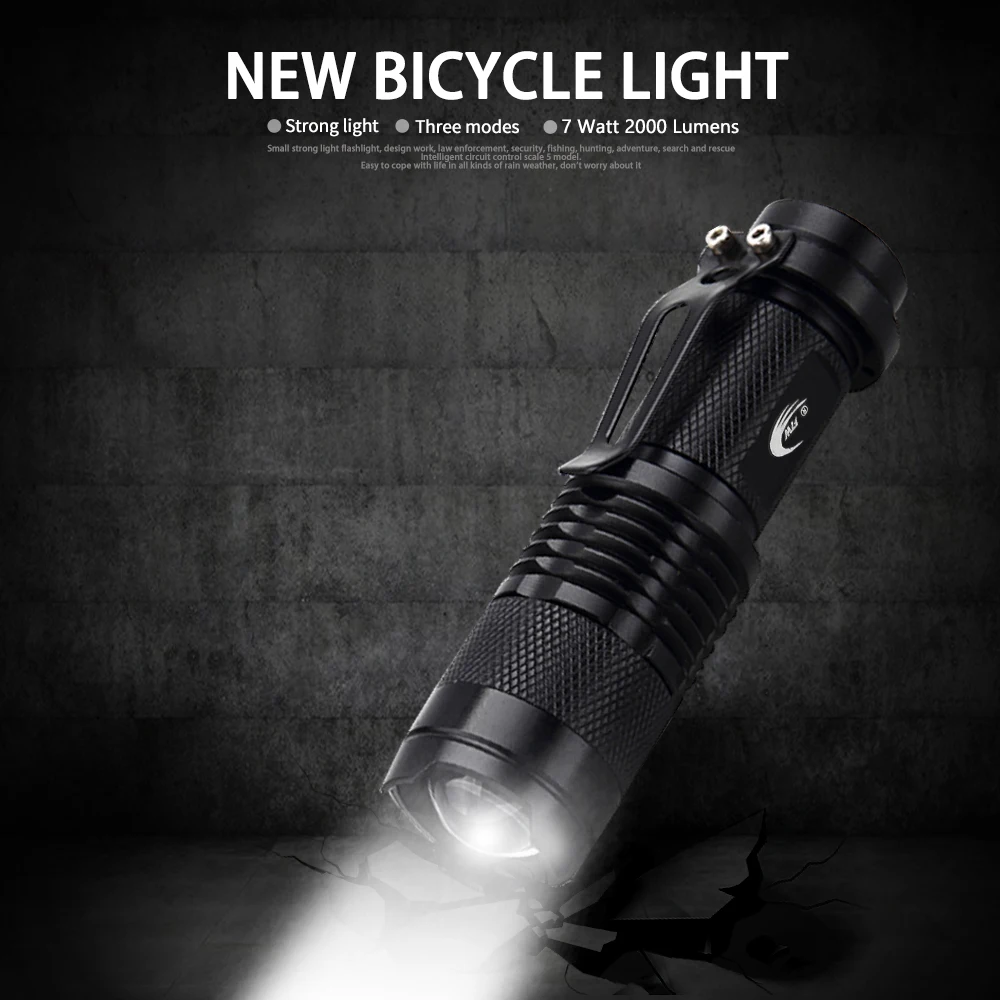 Фонарь велосипедный передний водонепроницаемый зум фонарик мощностью 7 Вт 2000