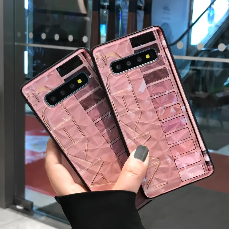 YHBBCASES 3D Diamond Pattern Hard Cases For Samsung Galaxy S8 S9 S10 Plus Cartoon Eyeshadow Box Phone Cover Note 8 9 |