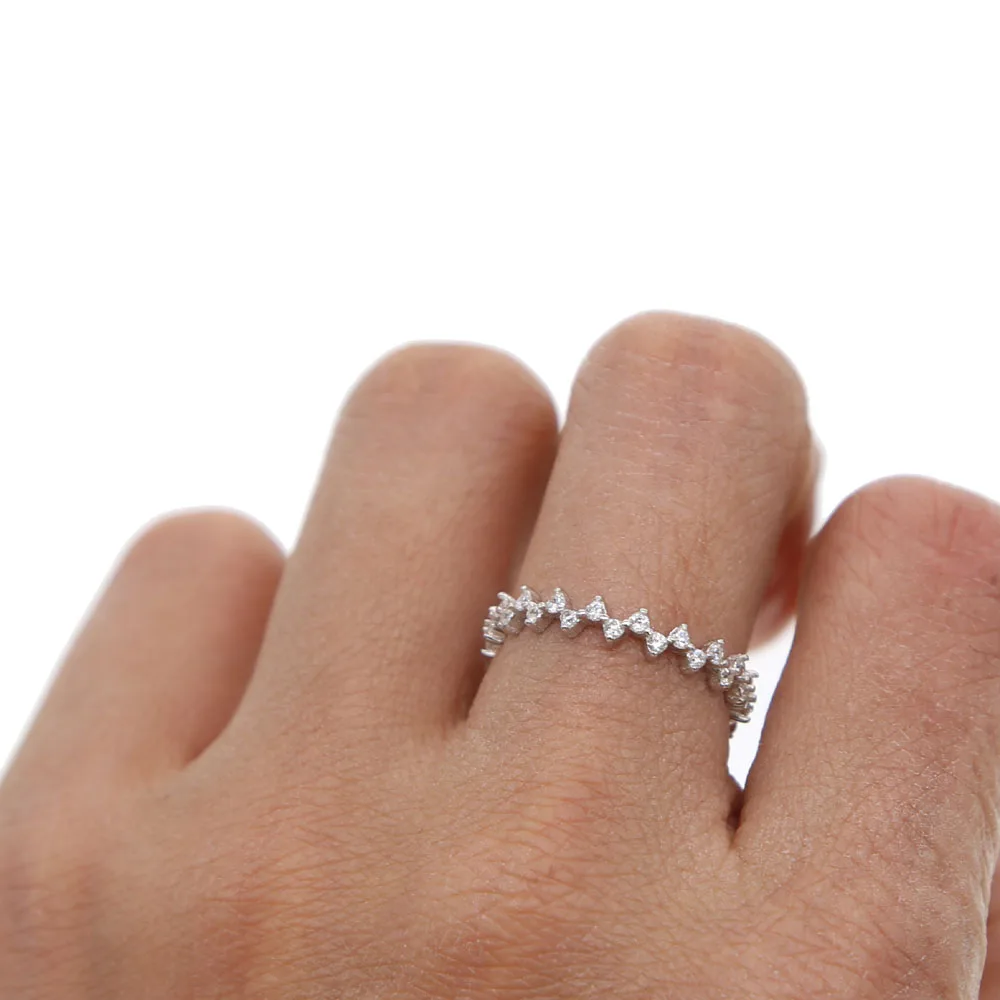 Женское кольцо из серебра 100% пробы с фианитом|eternity ring|cz ringsring wave |