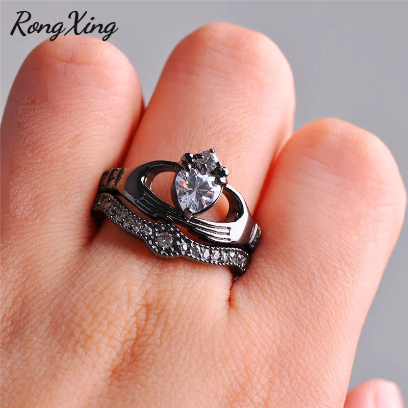 Женские винтажные обручальные кольца RongXing набор из белого кубического циркония