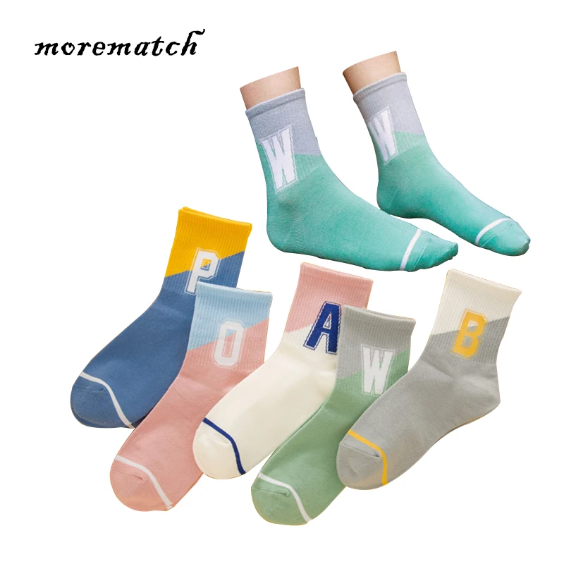 

Morematch 1 пара; Сезон зима-осень женские носки Алфавит двухцветные хлопковые носки в студенческом стиле, спортивные носки для мальчиков, 5 Цвет...