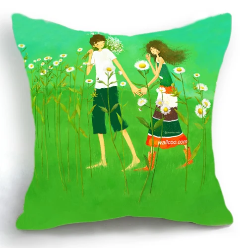 Романтическая пара Чехлы для подушек Подушки случае квадрат хлопок белье