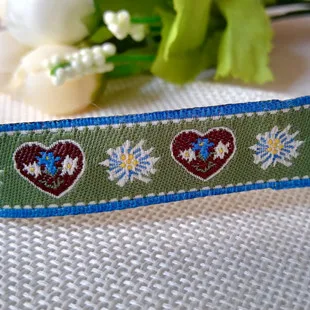 3 green love 16 стилей, новинка,, 5/8 дюймов(16 мм x 5 ярдов), плетеная жаккардовая из полиэстера лента с любовью, часы в форме якоря, узор для ошейника собаки - Цвет: 3 green love