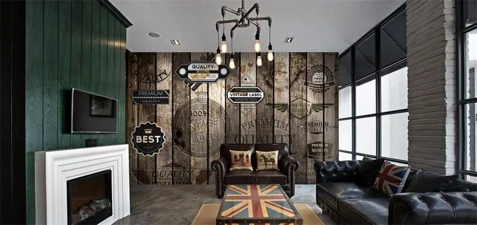 3d обои на заказ фото Нетканая роспись картина ретро деревянный знак с граффити