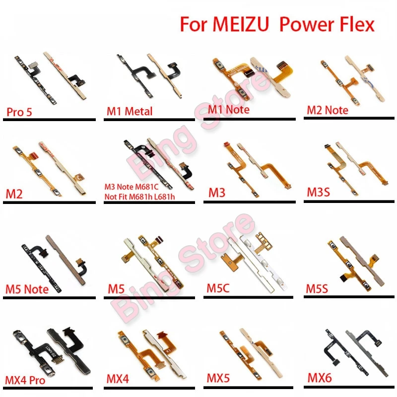 Шлейф Кнопки громкости для Meizu MX4 MX6 MX5 PRO 5 M2 M3 M5 M5S M5C Note M3S M1 металлический гибкий
