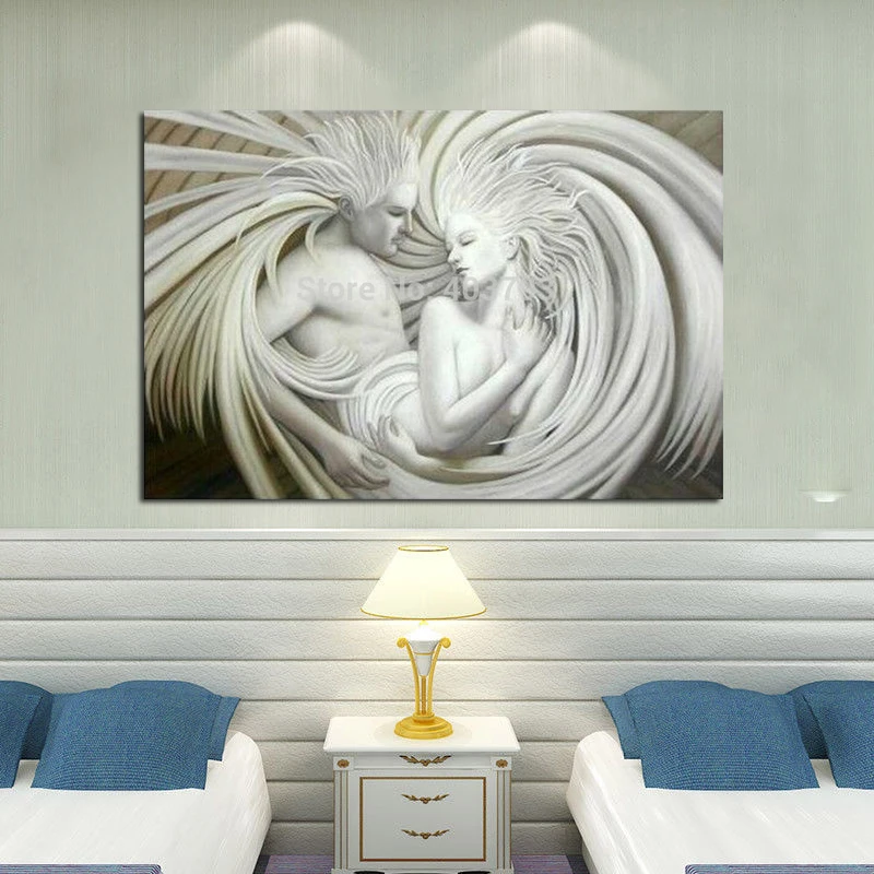 

Top Hand Painted Nude Lovers Modern Abstract Oil Painting Canvas Drawing Coloring Pop Art Wall Picture Home Decor Art