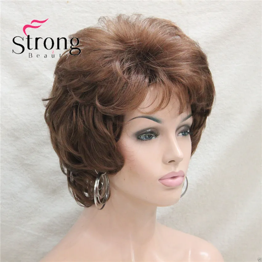 StrongBeauty короткий слоистый серебристо-серый Ombre полный синтетический парик женские парики выбор цвета