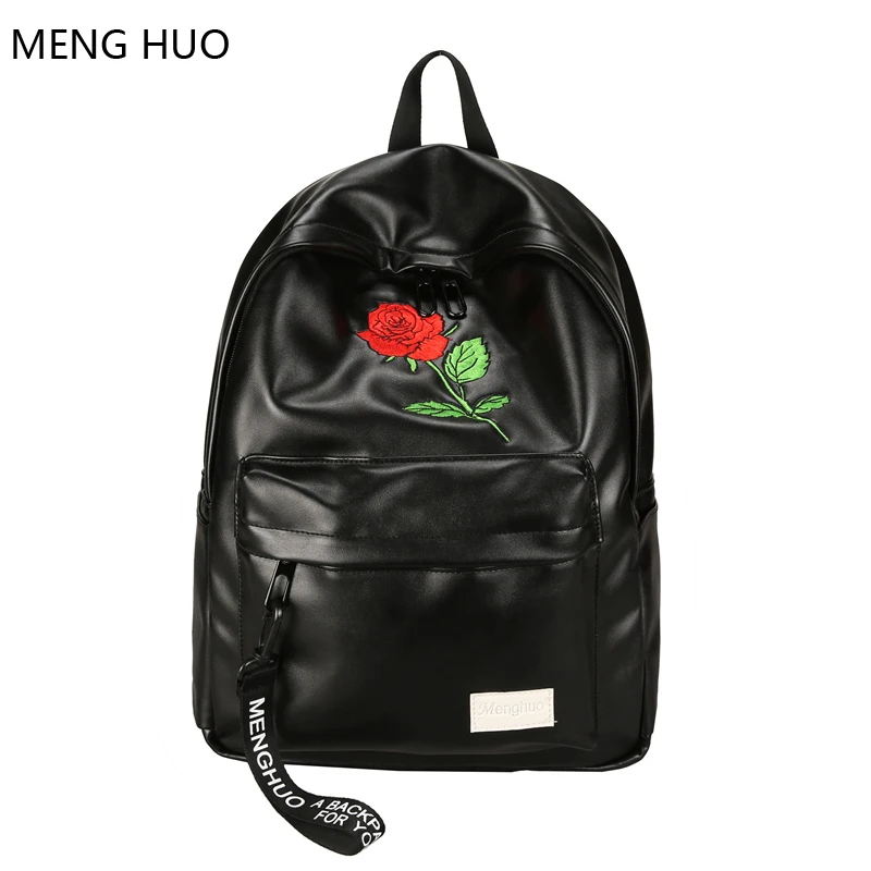 new college women floral embroidery school bags for boys bagpack mochila notebook black leather backpack men rucksacks girls | Багаж и