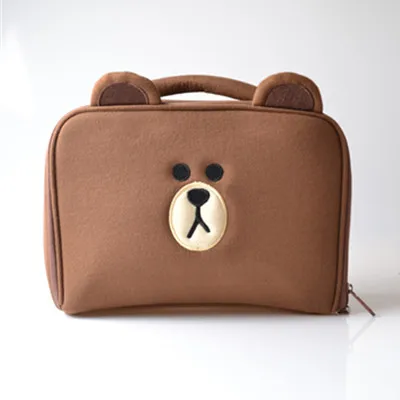 Brown L Мультяшные косметички для женщин, милый Мишка, утка, косметичка, чехол для девочек, косметичка, органайзер для путешествий, косметичка, косметичка - Цвет: Brown L