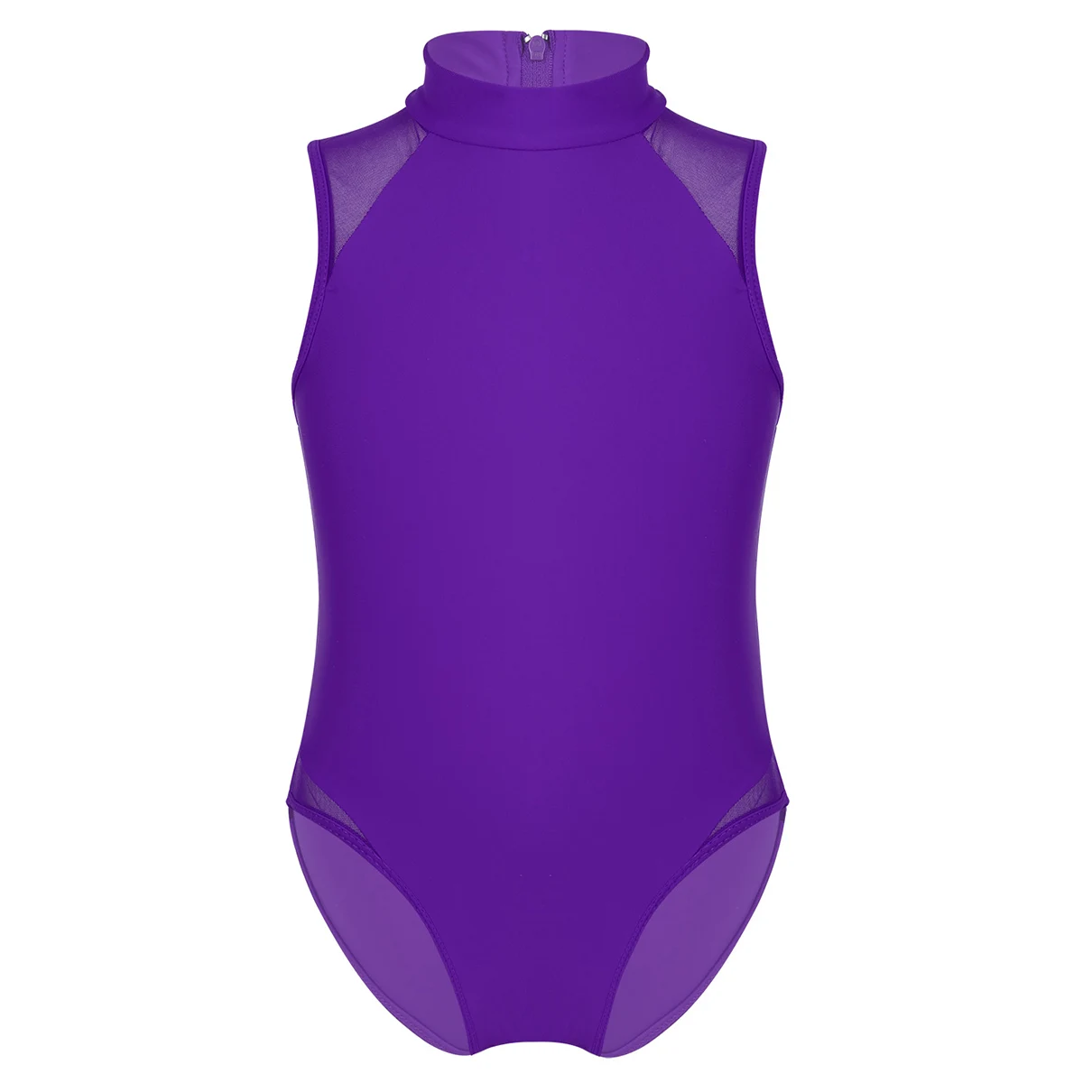 Дети Девушки без рукавов макет шеи сетки сплайсинга молния сзади застежка балетные и гимнастические комбинезон-трико