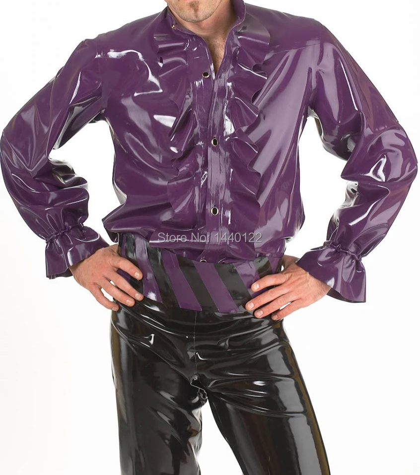

Latex coat purple rubber tops for man ruffle decorative plus size hot sale Customize Service