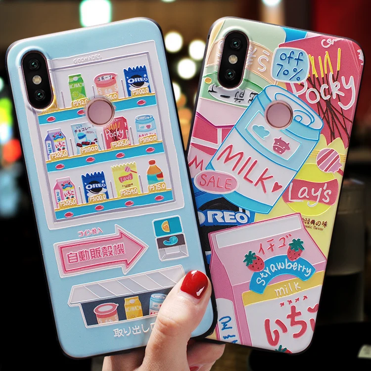 Japanese cartoon vending machine delicious snack Emboss Case For Xiaomi Redmi note 5 case 6 Pro FOR MI A2 Lite A1 6X 5X |