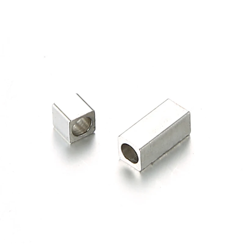 50PCS New Stainless Steel Tube Beads Big Hole Punch beads Metal Square rectangle Fit DIY Bracelets Jewelry Making | Украшения и