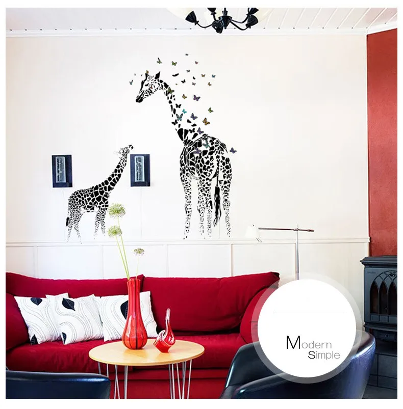 Бабочки Жираф Любовь настенные наклейки домашняя роспись забавная спальня для