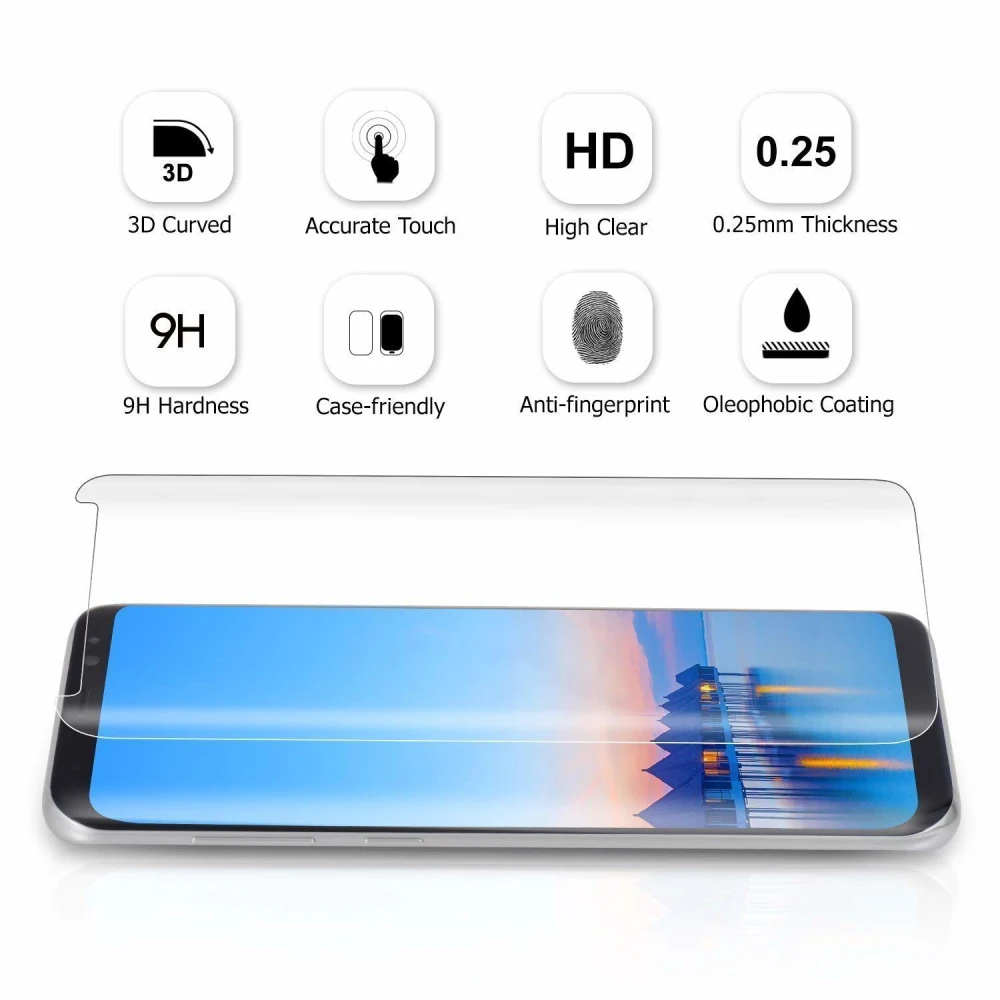 2 шт. 3D закаленное стекло защита для экрана Samsung Galaxy S9 Plus S8 Note 9 8 защитный чехол