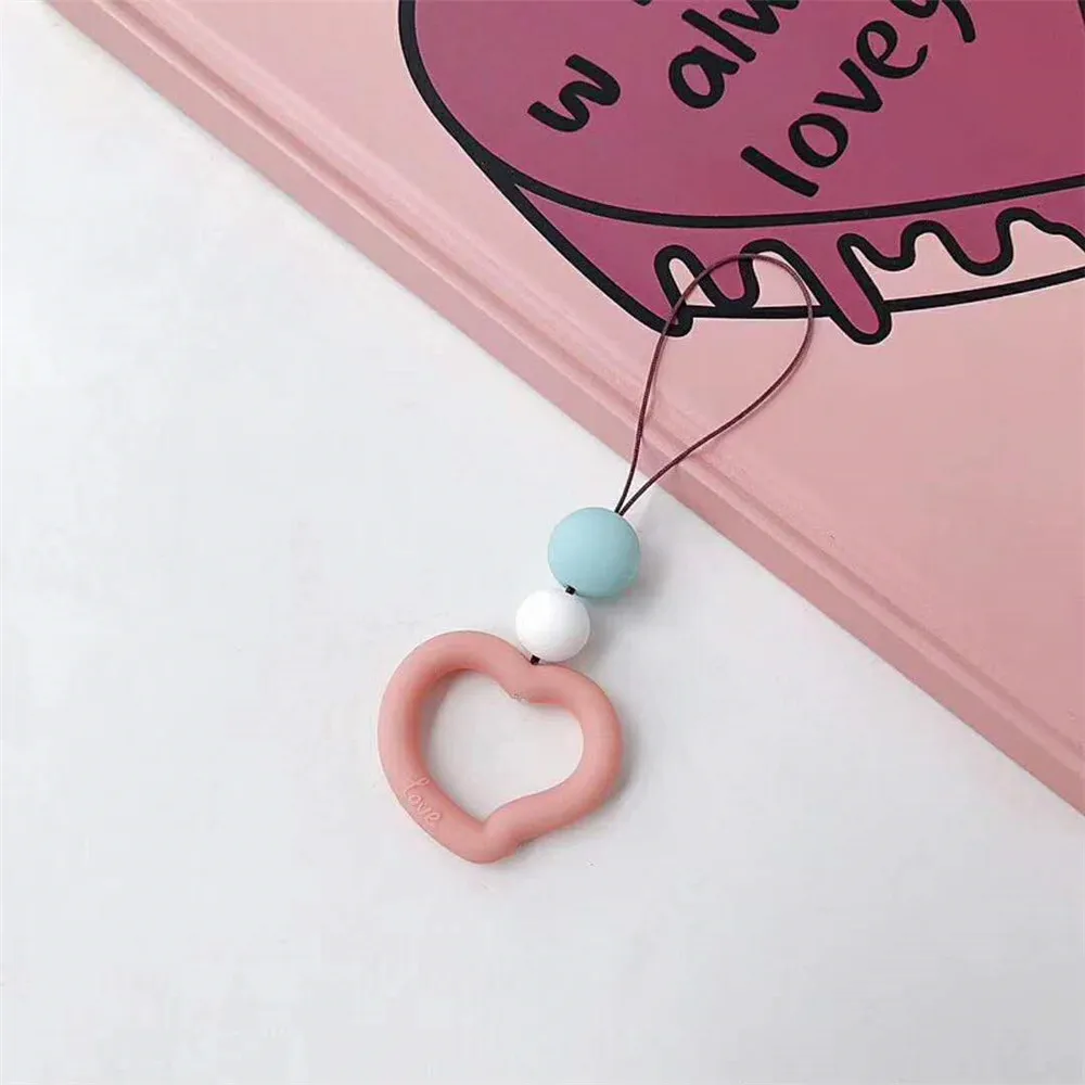 Universal Mobile Phone Ring Finger Strap Charm Lanyard Silicone love heart Macaron Kwaii Cute Loop Unique Soft For IPhone | Мобильные