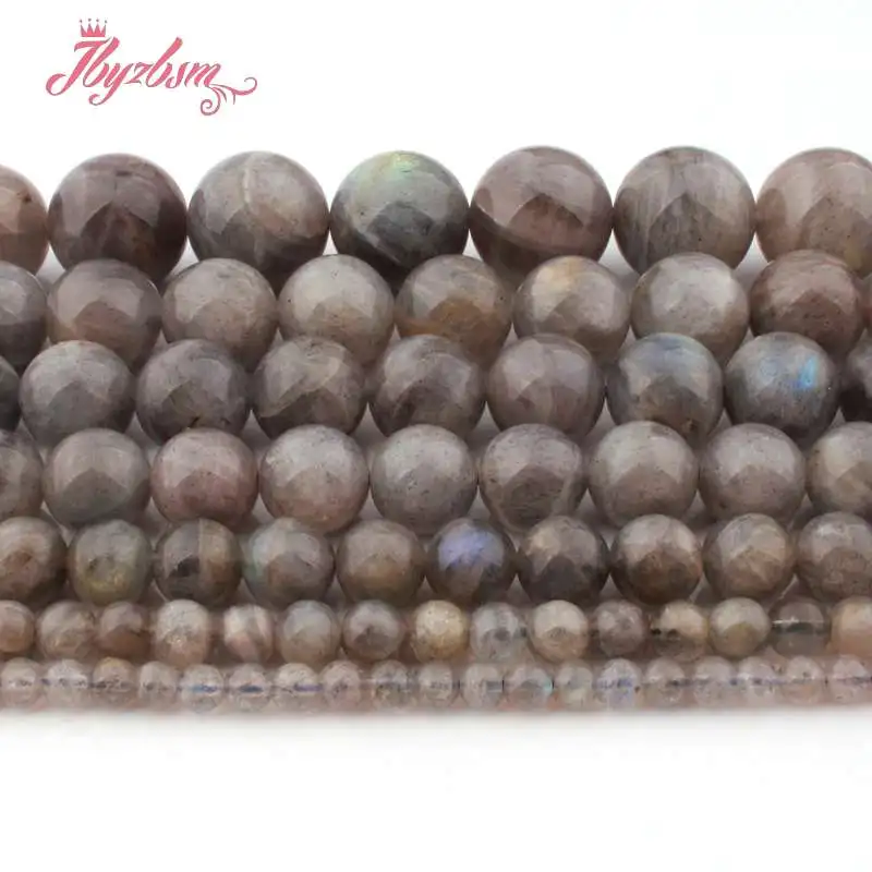 

4,6,8,10,12mm Smooth Round Gray Rainbow Labradorite Natural Stone Loose Beads For DIY Bracelet Jewelry Making 15" Free Shipping