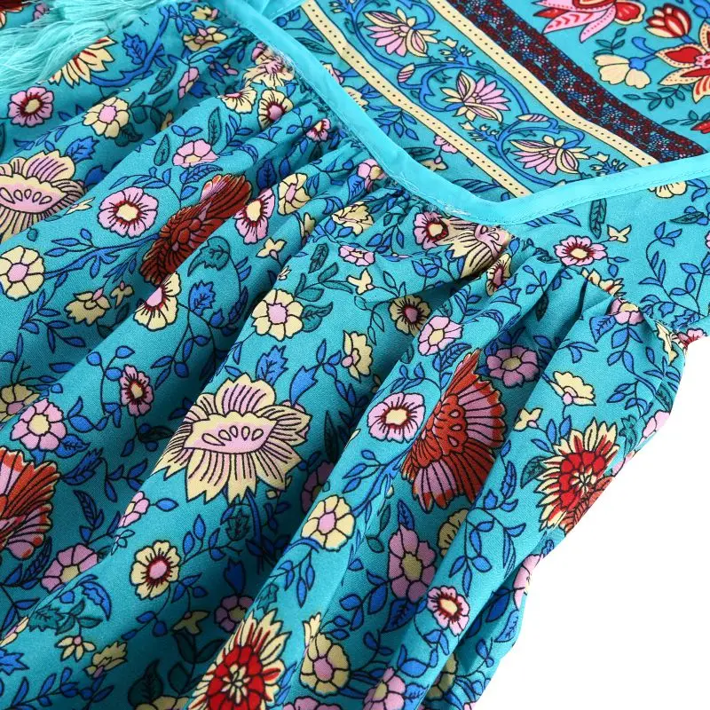 

Women's Dress Floral Print Long Sleeve Dress Femme V Neck Sexy Dresses Large Size Bohemia Irregular Beach Dress Vestido