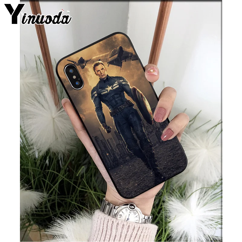 Yinuoda Марвел Капитан Америка ТПУ Мягкий силиконовый чехол для телефона для iPhone X XS MAX 6 6s 7 7plus 8 8Plus 5 5S SE XR