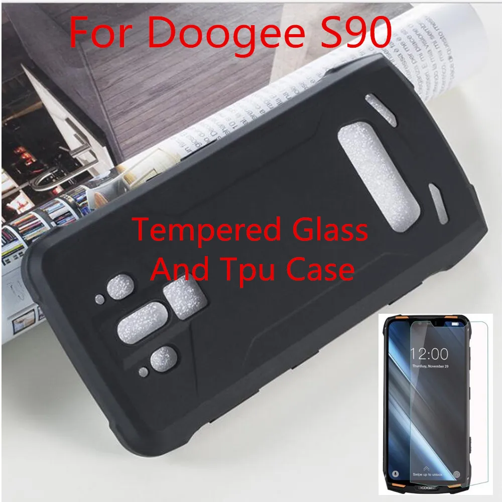 Роскошный мягкий чехол для телефона Doogee S90 из закаленного стекла ТПУ с закаленным