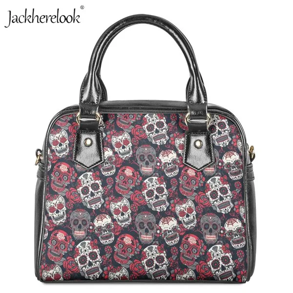 Jackherelook Sugar Skull Girly Skeleton цветочный принт сумка женская сумка на плечо сумки кожаная сумка-мессенджер курьерские женские сумки - Цвет: HX370DL