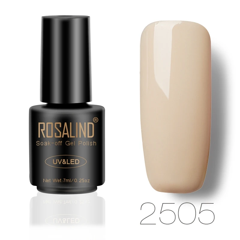2505 ROSALIND 7 мл, флакон, черный цвет, чистый цвет, набор для полировки ногтей, лак, УФ светодиодный, впитывающий Полупостоянный лак для ногтей - Цвет: 2505