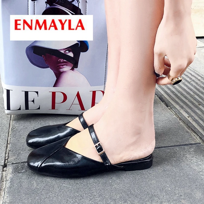 

Женские однотонные шлепанцы ENMAYLA, из ПУ кожи, размеры 34-43, LY2254, весна/осень 2019