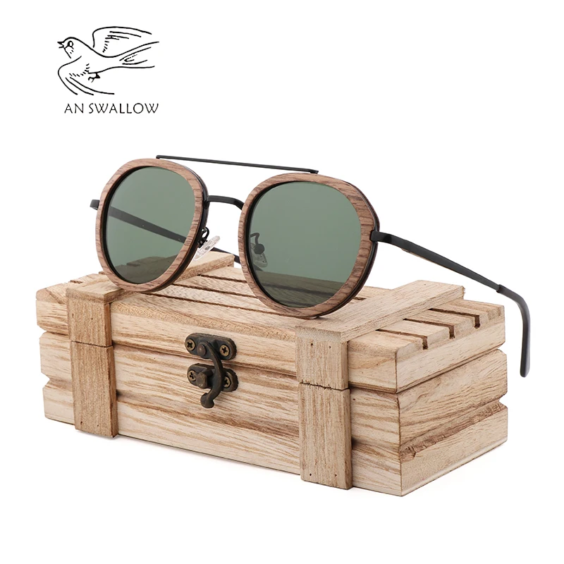 Men and women sunglasses sandwich handmade bamboo wood polarized UV400 simple sunglasses trend sunglasses