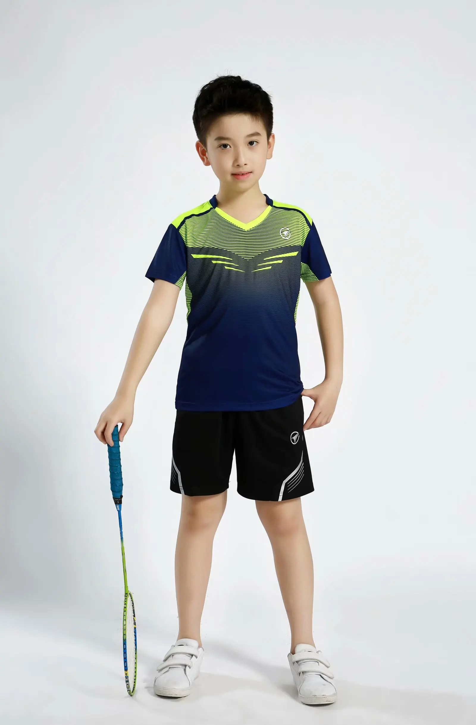 B120 Blue Новинка года, детские футболки для настольного тенниса, для игры в пинг-понг спортивный быстрый сухой дышащий Детский комплект, рубашка для бадминтона+ шорты - Цвет: B120 Blue