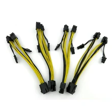 4PCS/Lot Free Shipping UL1007 18AWG PCI-E 6pin Female to Dual 8pin(6+2) Y-Splitter Video Card Power Adapter Cable.