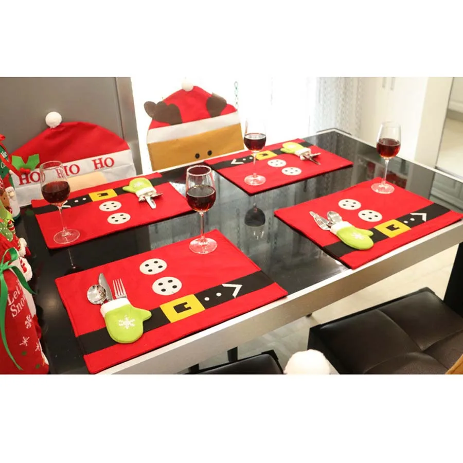 2 шт./лот рождественские чулки салфетки нож и вилка коврик украшения для дома Feliz