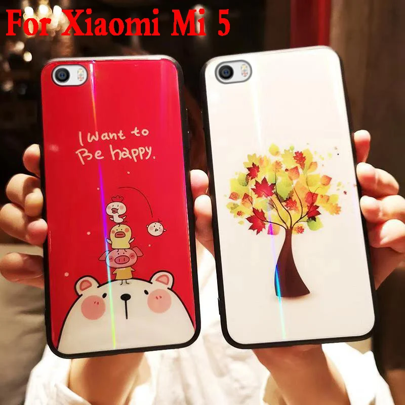 Чехол для Xiaomi Mi5 стеклянный чехол Prime мягкий силиконовый Mi 5 чехлы телефонов M5