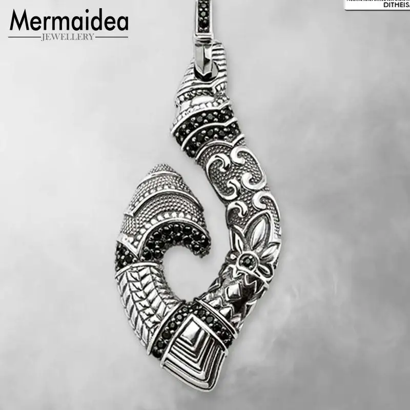 Подвески с крючками маори, новинка, модное ювелирное изделие, 925 пробы, серебро, черненое, этнический подарок для женщин, мужчин, девочек, подходит для ожерелья